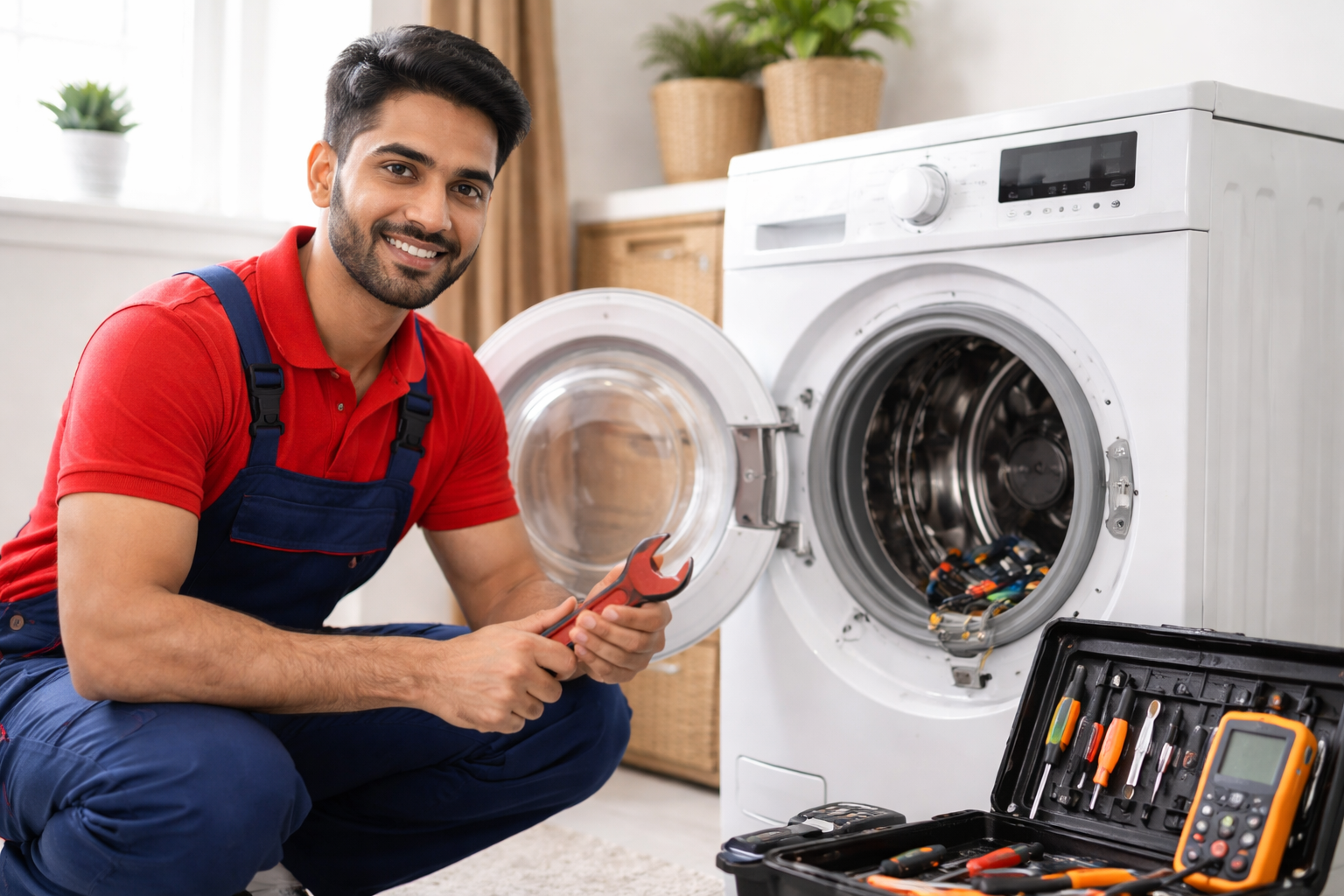 AC Repair Technician working on air conditioner in Hyderabad